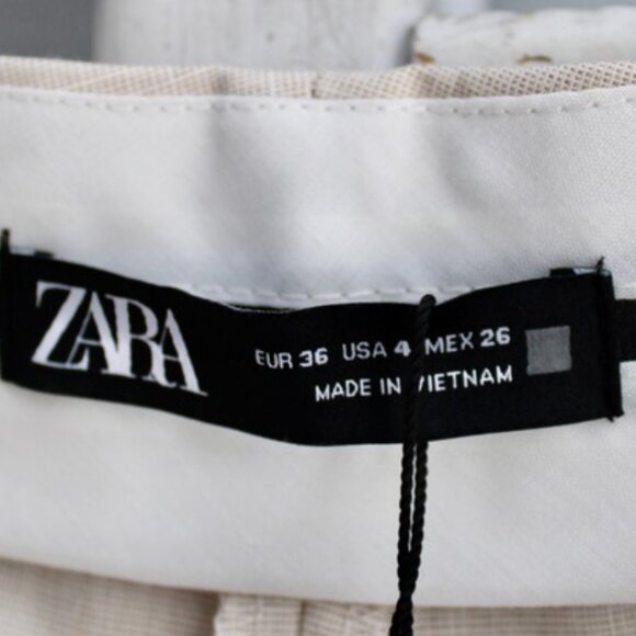 Zara Women's Light Tan Straight Leg Tailored Trouser Pants Size 4 NWT - Picture 4 of 7